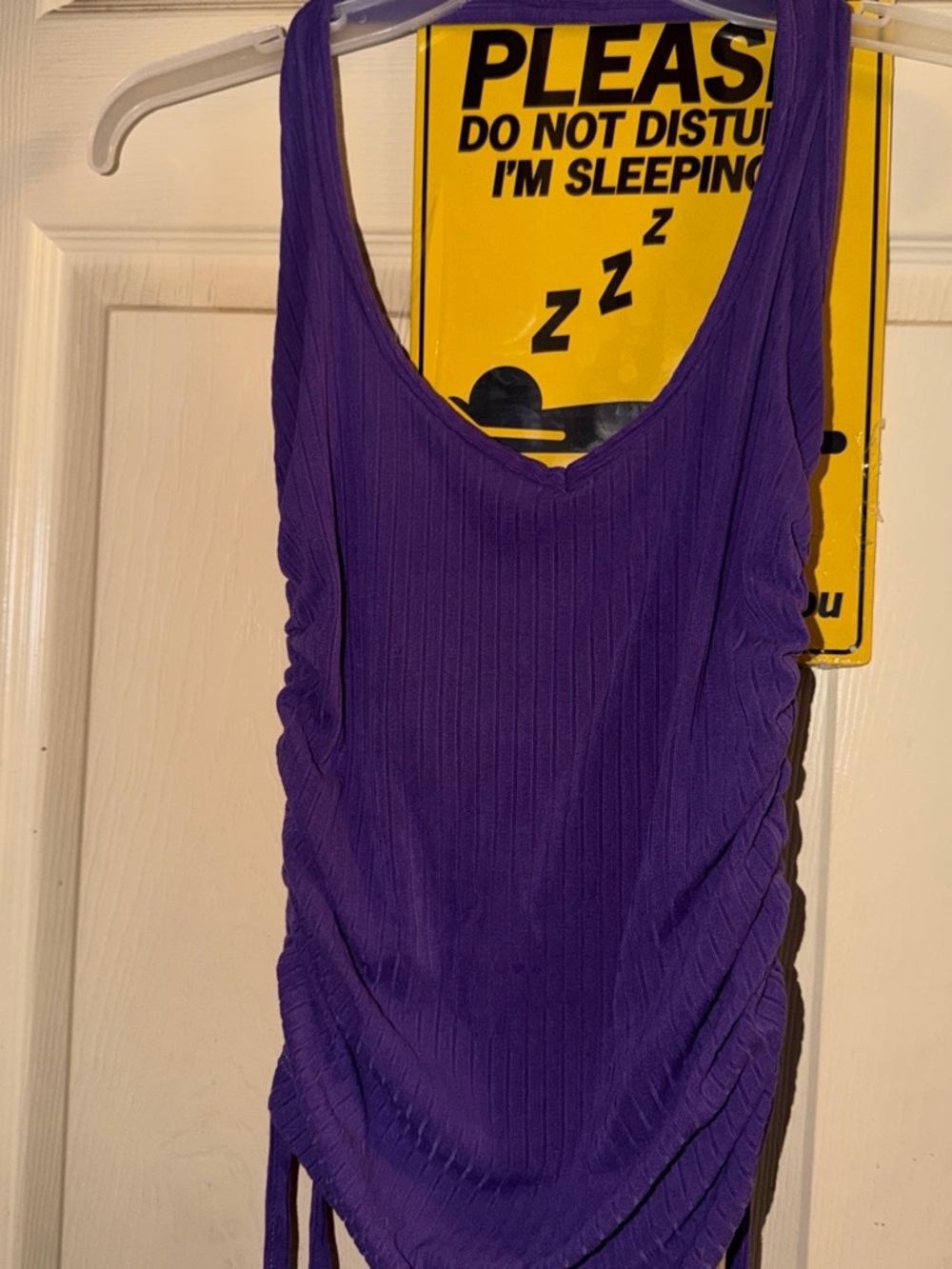 Purple Ribbed V-Neck Women's Tank Top